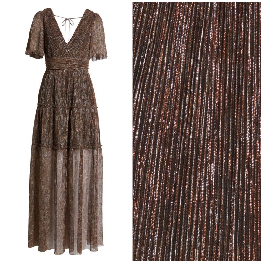 Open Back Metallic Midi Dress XS (gold, silver, copper, black)